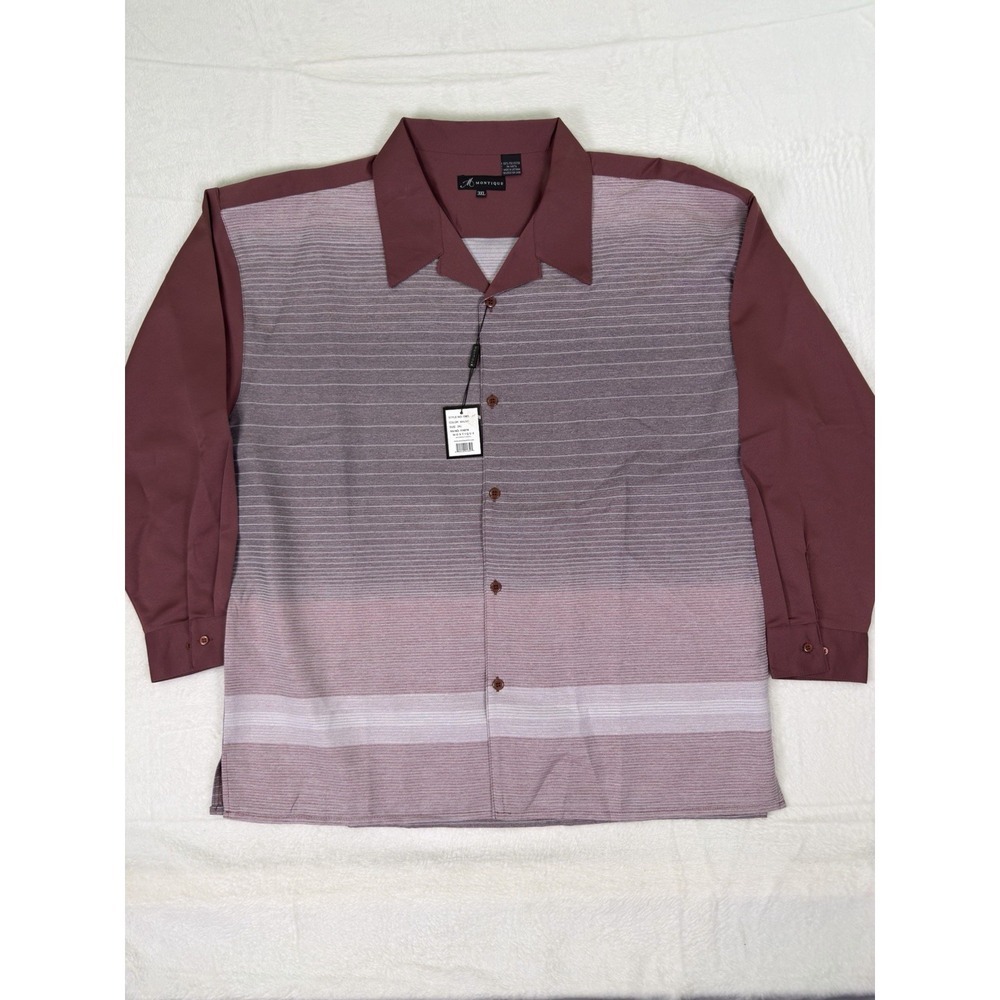 New Vintage Montique Shirt Mens 3XL Purple‎ Mauve Button Up Long Sleeve Casual